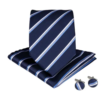 DiBanGu Klasická Mužov Business Formálne Svadby Kravatu 8 cm Modrá Biele Pruhované Krku Väzby Fashion Tričko Šaty Príslušenstvo, MJ-7026