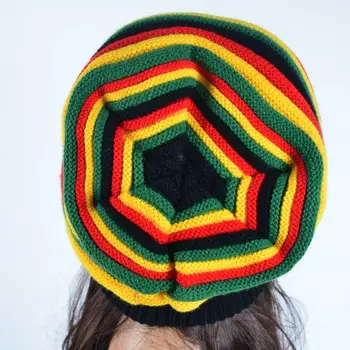 Doprava zadarmo 2019 Zimné Hip Hop Bob Marley Jamajský Rasta Reggae Multi-farebné Pruhované Čiapočku Mens Klobúky Pre Ženy