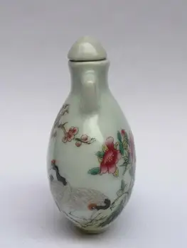YIZHU CULTUER UMENIE Zhromaždené Starých Čínskych Famille rose Porcelánu Maľovanie Žeriav Kvety šnupavý tabak Fľašu, Dekorácie, Darčeky