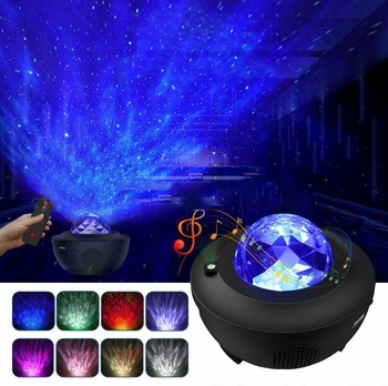 USB LED Star Nočné Svetlo Hudba Hviezdna Vody Vlna LED Projektor Svetlo Bluetooth Projektor Zvukovo Aktivovaný Projektor Light Decor