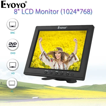 Eyoyo EM08B 8 Palcový Prenosný Mini TV Monitor TFT LCD Obrazovky 1 024 x 768 Displej S VGA, BNC HDMI Pre Bezpečnosť sledovacích Monitor