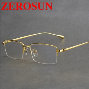 Zerosun zlato rámu okuliarov mužov Titánové Okuliare mužov Značky Okuliarov na Predpis Krátkozrakosť Optický Objektív
