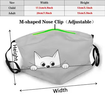 Roztomilý Mačiatko, Tlač Umývateľný Filter Proti Prachu Úst Maska Roztomilý Mačiatko, Ilustrácia Bozk Priateľky Prekvapenie Vektor Line Mačiatko