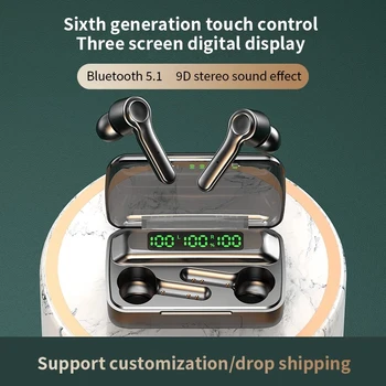 Nové Bezdrôtové Slúchadlá Bluetooth 5.1 Slúchadlá 3 LED Displej, Dotykové Ovládanie Headset Podpora Pre IOS/ ndroid Telefóny HD Hovor