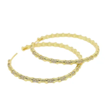 Super Veľké Kolo Obvodové náušnice s zlatá farba á ženy lady Fashion cz spevnené 50mm svadobné náušnice šperky hromadnú objednávku