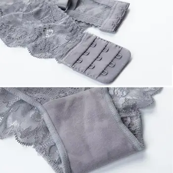 Varsbaby sexy pol šálky transparentné spodnej bielizne pre ženy, dámy ultra-tenká bavlna priedušná luk čipky bielizeň nastaviť