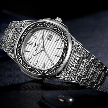 Zlaté hodinky mužov ONOLA Luxusné módne muž hodinky z nerezovej ocele business quartz hodinky