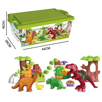 42pcs/veľa Dino Valley Stavebné Bloky Nastaví Veľké Častice Zvierat Dinosaur World Model Hračky Tehál Kompatibilné LEPINING Duplo