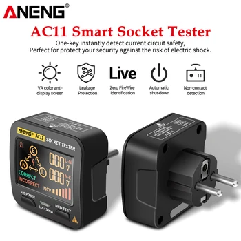 ANENG AC11 Digitálne Smart Zásuvky Tester Napätia Test Zásuvky Detektor US/UK/EU/AU Plug Ground Zero Line Fáze Skontrolujte Rcd NCV test