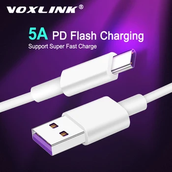 VOXLINK USB Typu C 5A Rýchle Nabíjanie usb c Typ kábla-c dátový Kábel, Nabíjačka, usb-c Pre Samsung S8 S9 Poznámka 9 8 Xiao mi8 Huawei P30