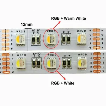 4 v 1 RGBW RGBWW LED Pásy 5050 DC12V Flexibilné Svetlo RGB+Biela RGB+Teplá Biela 4 farieb v 1 LED Čip, 60 Led/m 5m/veľa Dekorácie