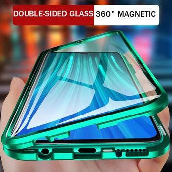 360 Magnetické Adsorpcie Kovové puzdro Pre Xiao Redmi Poznámka 9 8 7 K20 Pro 8T 8A Xiao 10 10 TON 9A 9C X3 NFC Obojstranné Sklenený Kryt