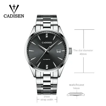 CADISEN 2019 nové pánske mechanické hodinky top značky luxusné hodinky muži móda automatické hodinky mužov nepremokavé relogio masculino