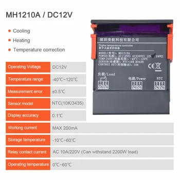 Digitálny Regulátor Teploty MH1210A DC12V AC110V AC220V Mini Digitálny LED Termostat Regulátor Teploty so Senzor Sondou