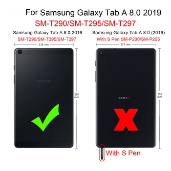 Pre Samsung Galaxy Tab 8.0 2019 SM-T290 SM-T295 Tablet Prípade Shockproof Deti Bezpečné PC Kremíka Hybrid Stojan celého Tela Kryt