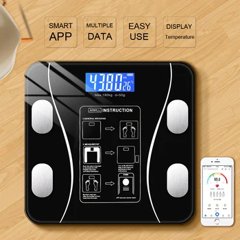 Smart váženie rozsahu Kúpeľňa Váhy elektronické Bluetooth Tuku v Tele Váhy, Podlahové váhy hmotnosť rovnováhu tela česť S App