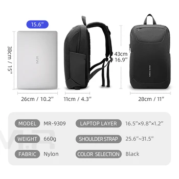 Mark Ryden 2021 Nový USB Zadarmo Plnenie Mužov Backpack 15.6 Palce Laptop Taška Dve Bočné Vrecká, Vode Odolný Batoh Mužov