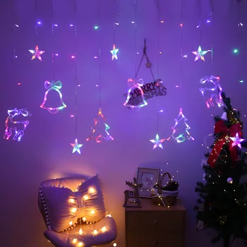 Vianočný Veniec LED Záves Svetlá 220V Vonkajšie/Vnútorné Star Zvony Jeleň Vianočné Dekorácie pre Domov Festival Víla String Svetlo