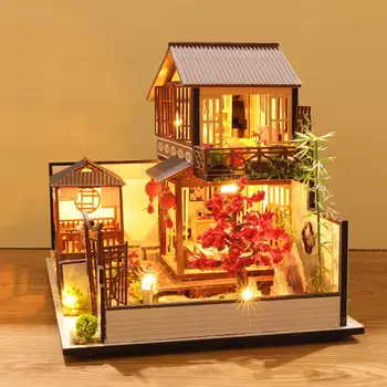 Bábika Dom Nábytku, Hračiek Zmontované Miniatúrne Kabíne Ručné Hudby DIY domček pre bábiky Hračky Pre Deti Vianočný Darček k Narodeninám