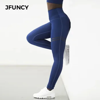 JFUNCY Elastické Slim Fitness Legíny Ženy Telocvični Push Up Bežecké Cvičenie Legíny Čiernej Modrá Plus Veľkosť Potlače Patchwork Nohavice