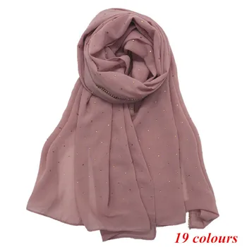 Nový dizajn a módne codiaeum zlaté korálky hranice šatku ženy šatkou obyčajný pevné šifón bandana foulard hidžáb moslimských zábaly 50pcs/veľa