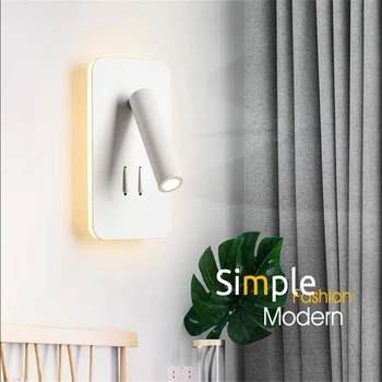 LED nočné spálňa svetlo elegantný minimalistický hotel s vypínačom pozornosti osobné študijné čítanie otočná nástenné svietidlo 90-260V