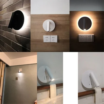 LED nočné spálňa svetlo elegantný minimalistický hotel s vypínačom pozornosti osobné študijné čítanie otočná nástenné svietidlo 90-260V