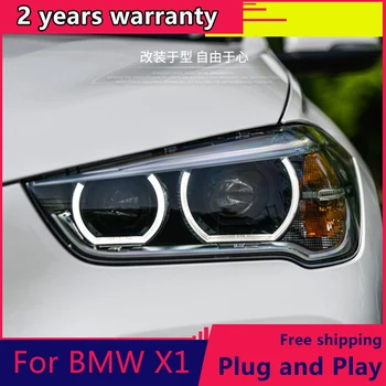 KOWELL Auto Styling LED Vedúci svetlo pre BMW X1 svetlomety 2016 pre X1 LED uhol oči drl H7 hid Bi-Xenon Šošovky, nízke svetlo