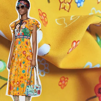 Africké textílie jarné a letné pódium veľké tlačové orange ručne maľované dievča kvetina tlače handričkou košeľu odevné textílie