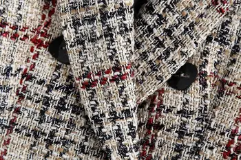 ZA Ženy 2020 Módne Dvojité Breasted Tweed Kontrolu Plášťov Kabát Vintage Dlhý Rukáv Vrecká Žena vrchné oblečenie Elegantné Topy