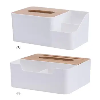 Nové Plastové Nepremokavé Tkaniva Box s Telefónom, Slot Bambusové Drevené Kryt Multi-function Prípadoch Domov Skladovanie Organizátor Dekorácie
