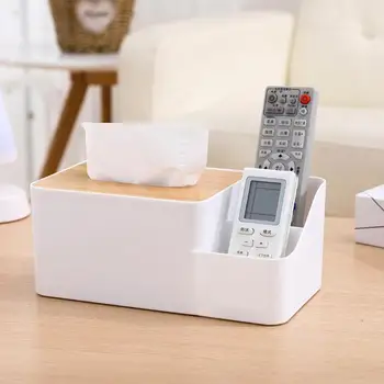 Nové Plastové Nepremokavé Tkaniva Box s Telefónom, Slot Bambusové Drevené Kryt Multi-function Prípadoch Domov Skladovanie Organizátor Dekorácie