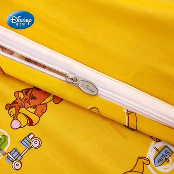 Disney Lacné Medvedík a Tiger Bavlna Žltá Perinu Nastaviť Flatsheet obliečky na Vankúše Bedlinen pre Deti detský 1,2 m 1,5 m Posteľ