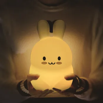Dotykový Snímač Králik RGB LED Nočné Svetlo Diaľkové Ovládanie Stmievateľné Časovač USB Nabíjateľné Silikónové Bunny Čítanie pre Deti Baby