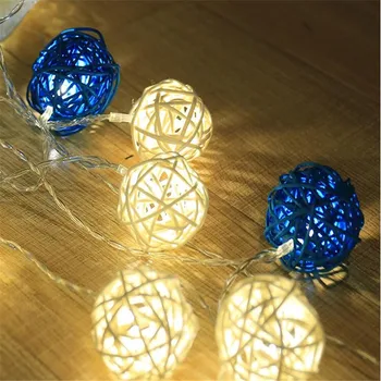 Krásne 28Led 16.4 ft Teplá Biela Led Biela, Tmavo Modrá Ratan Loptu String Svetlá Víla Svetlo pre Vnútorné Ozdoby na Vianočný Stromček
