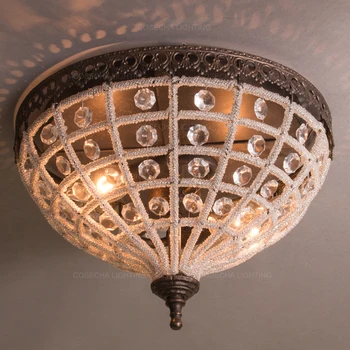 Vintage crystal stropné svetlá francúzsky stropné svietidlá pre spálne, kuchyne, chodby, predsiene, flush mount svietidlo loft osvetlenie