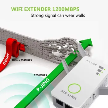 Pôvodné PIXLINK 300/1200Mbps Router WiFi Extender Signál Booster Wireless Repeater Dual Band 2.4/5 ghz Wi-Fi Rozsah Zapojte Domov