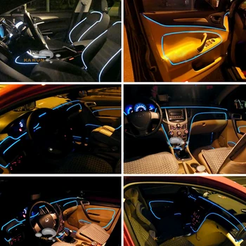 LEEPEE Dekoratívne Lampy Auto styling Svetelné Pásy Auta 12V LED Studená svetlá 3m Auto Lampy Flexibilné Neon EL Drôt