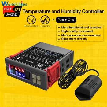 AC 85-230 V 10A SHT2000 LED Digitálne Teplota Vlhkosť vzduchu Regulátor Thermoregulator termostat Vlhkomer Kontroly, 50/60Hz