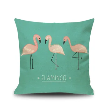 Dekoratívne Hodiť Vankúš Tropické Flamingo Zvieratá Bavlnené Obliečky Vankúš Na Gauč Domov Capa De Almofadas 45x45cm