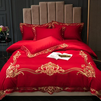 Nové arrivel 600TC posteľná bielizeň z Egyptskej sady Červená Zelená Broskyňa posteľ nastaviť kráľovná king size perinu Vybavené posteľou list nastaviť parure de lit