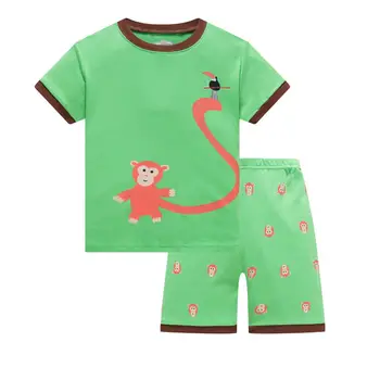 Detské Letné Pyžamo-Krátke rukávy tričko + šortky športové nastaviť Deti Pyžamá Chlapčenské Pyžamo Dieťa Podvaly Sleepwear 1-10 TON