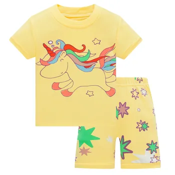 Detské Letné Pyžamo-Krátke rukávy tričko + šortky športové nastaviť Deti Pyžamá Chlapčenské Pyžamo Dieťa Podvaly Sleepwear 1-10 TON