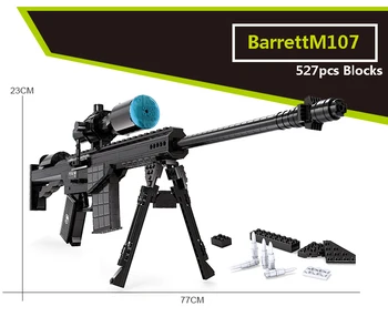 SWAT Armády Marines M107 Sniper Útočná Puška Zbraň Zbraň, 1:1 Model Stavebné Bloky Sady Pre Deti, Klasické Hračky MP5 HOT PREDAJ