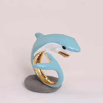Šťavnatého Hrozna 2019 Nový Štýl Pôvodné Živé Shark Krúžok Elegantné Ušľachtilé Zviera Šperky Pozlátené Smalt Glazúra Krúžok pre Ženy