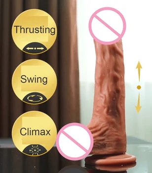 Teleskopická Tlačením Kúrenie Dildo Vibrátor G-spot Masáž Swing Obrovský Realistický Penis s Vibrátorom Sexuálne Hračky pre Ženy Sexuálne Produkty