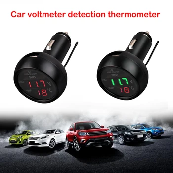 12V/24V Teplota Voltmeter Merač 3 v 1 pre Digitálne LED Auto Voltmeter Teplomer Auto Auto USB Nabíjačky