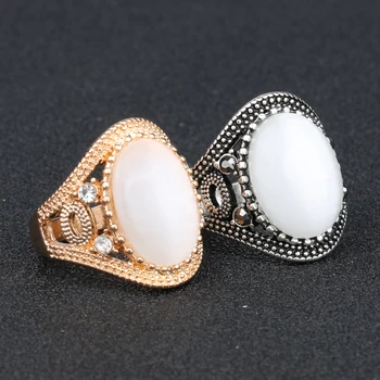 Hot Predaj Vintage Šperky Vysokej Kvality Opal Prstene Pre Ženy Klasického Štýlu Duté Mozaiky Pištoľ Black Crystal Príslušenstvo Krúžok