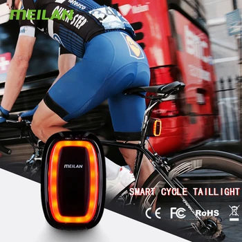MEILAN X6 Smart Bicykel Zadné Svetlo Auto Štart / Stop Brzdy Snímanie IPx5 Nepremokavé Cyklistické zadné svetlo Nového roku 2020 LED Svetlá