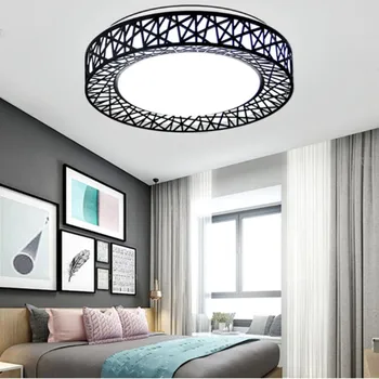 Moderné LED Stropné Svietidlá Pre Spálne, obývacia izba Železa svietidlo Domov dekoratívne Black/White Kolo Vtáčie Hniezdo Stropné Lampy